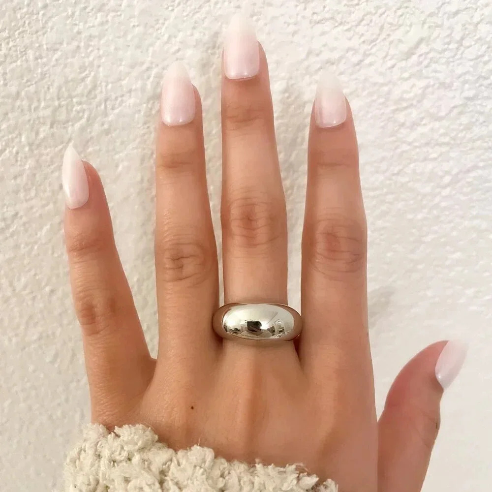 925 Sterling Silver Dome Ring Chunky Ring Thumb Ring Thick Ring Boho Ring - Picture 2 of 8